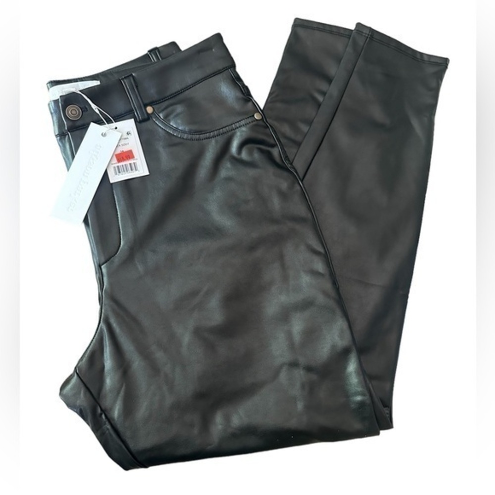 NWT Adyson Parker Faux Leather Skinny Pants - Womens Size 14 - Black Soot